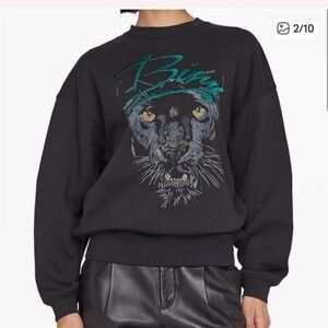 Anine Black Panther Graphic Sweatshirt with Teal Script